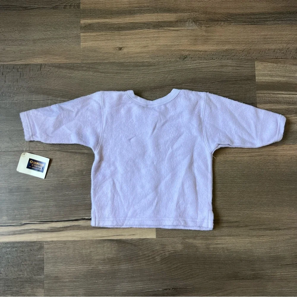 Vintage NWT OshKosh B'Gosh Lavendar Long Sleeve Shirt - Embroidered Flowers 12m